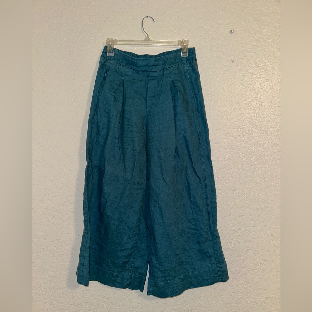 Athleta Playa Linen Wide Leg Crop - Borealis Green